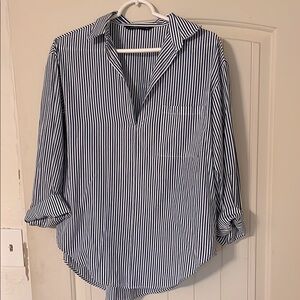 Zara Blue and White Striped Shirt